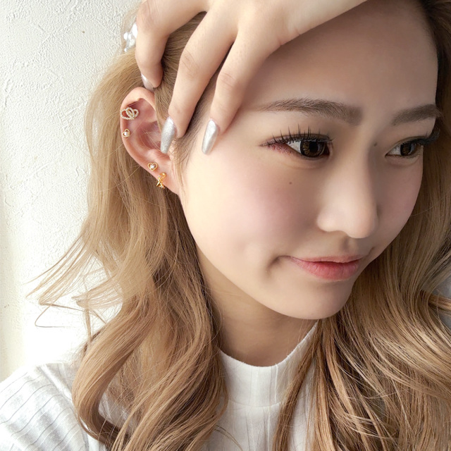 14G 16G ］オープンハート キュービックジルコニア がキラキラと輝いて