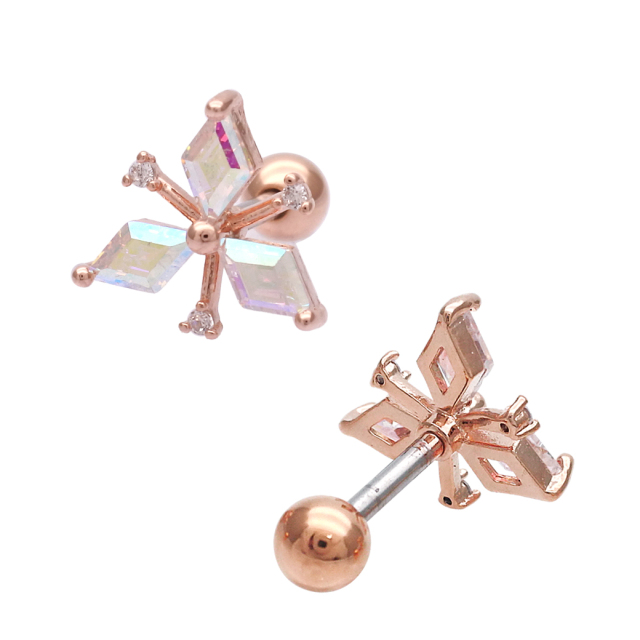 14G16G］オーロラ キュービック 雪の結晶 ジュエル 軟骨ピアス