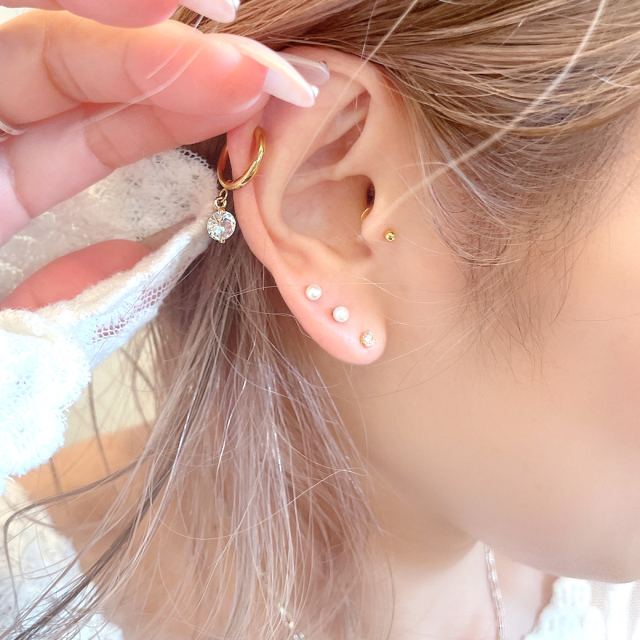18G ］1粒キュービック ワンタッチリング シンプル サージカル