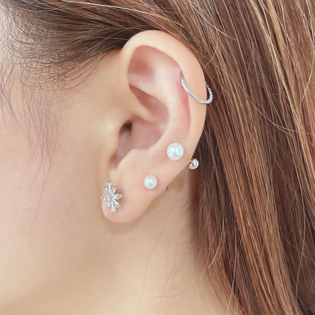 16G ］ワンタッチ で楽らく装着♪ストーン 付セグメント リング 軟骨