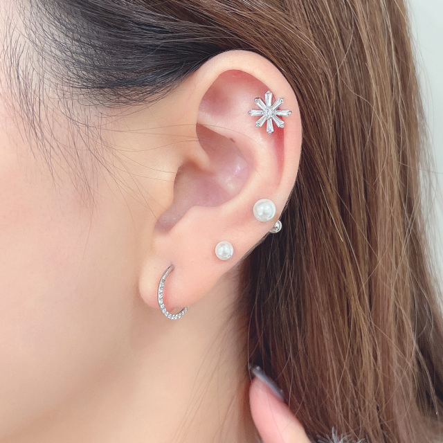 16G ］ワンタッチ で楽らく装着♪ストーン 付セグメント リング 軟骨