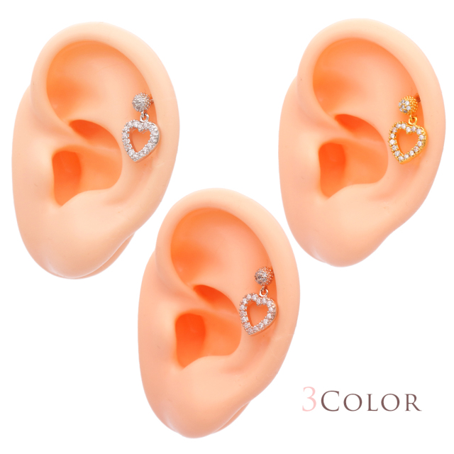 16G］揺れる度に煌く豪華ジュエルハート 軟骨ピアス ヘリックス ボディ