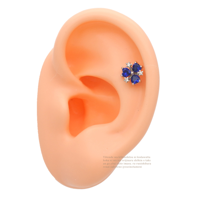 14G 16G ］光を受けて煌くブルーフラワー flower 軟骨ピアス