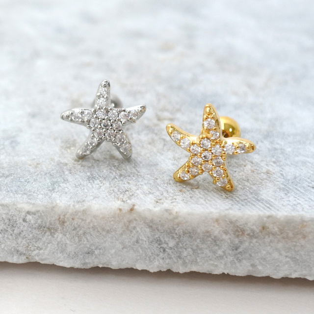 16G ］大人マリンスタイルを引き立てる CZ スターフィッシュ ヒトデ