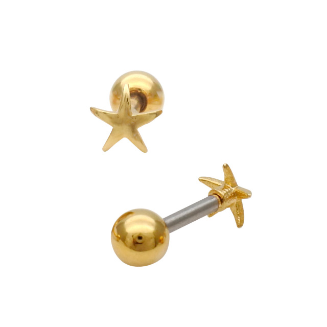 リトルウッズ球体.。.:*☆風鈴みたいなピアス♡GOLD♡ 1980 16G ］夏のコーデ のワンポイントにちびちび スターフィッシュ ヒトデ