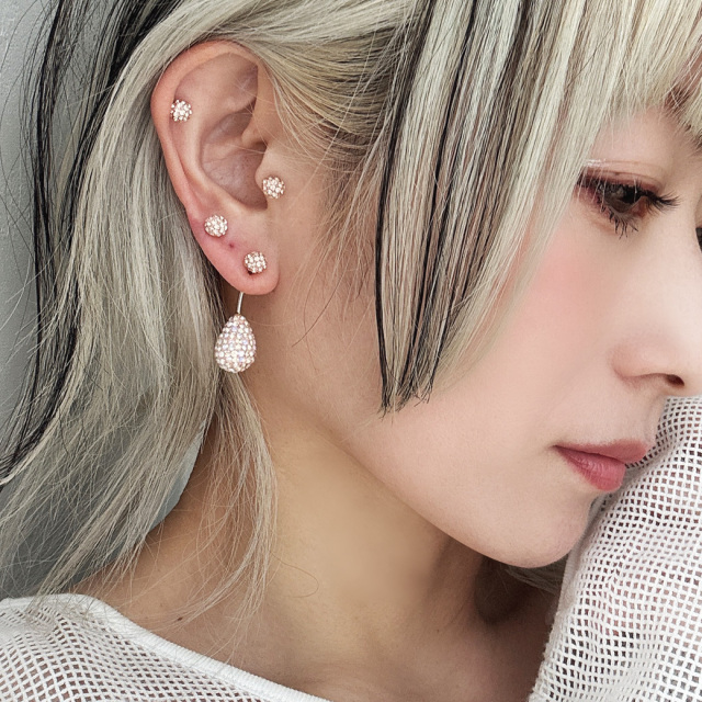 16G ］淡い色使いがお上品パヴェ 大粒 ダブルパヴェドロップ