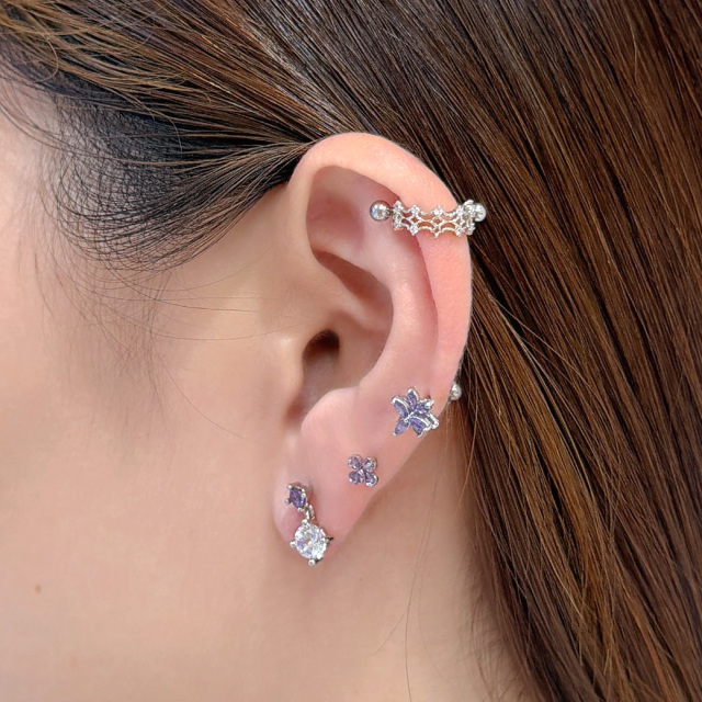 16G ］繊細なレース 模様のアンティーク デザイン シールドバーベル