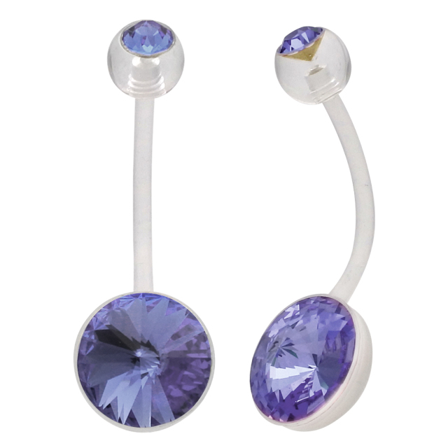 【紫】ソフトテニス　ラケット＆ボールピアス　金属アレルギー対策 14G ]金属アレルギー対応、こだわりカッティング大粒 ダブル ジュエル