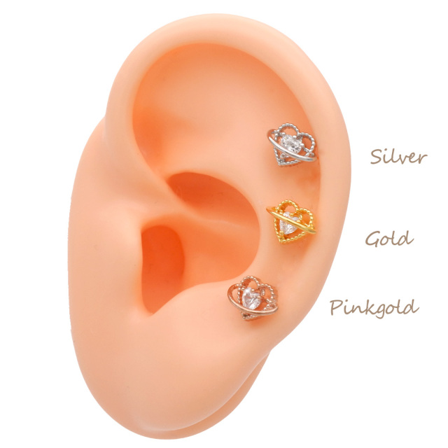 14G 16G ］コロンと可愛い♪キュービック ハート 立体感のある 土星