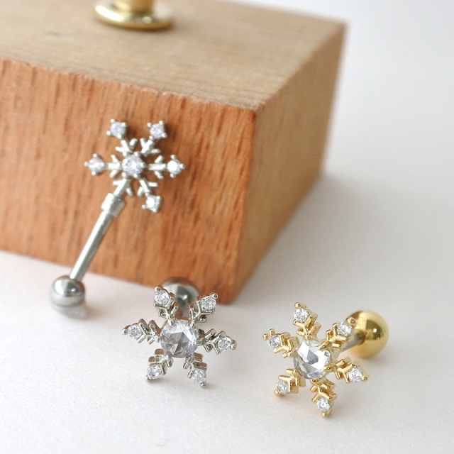 14G 16G ］冬気分が盛り上がるキラキラ と繊細に輝く雪の結晶