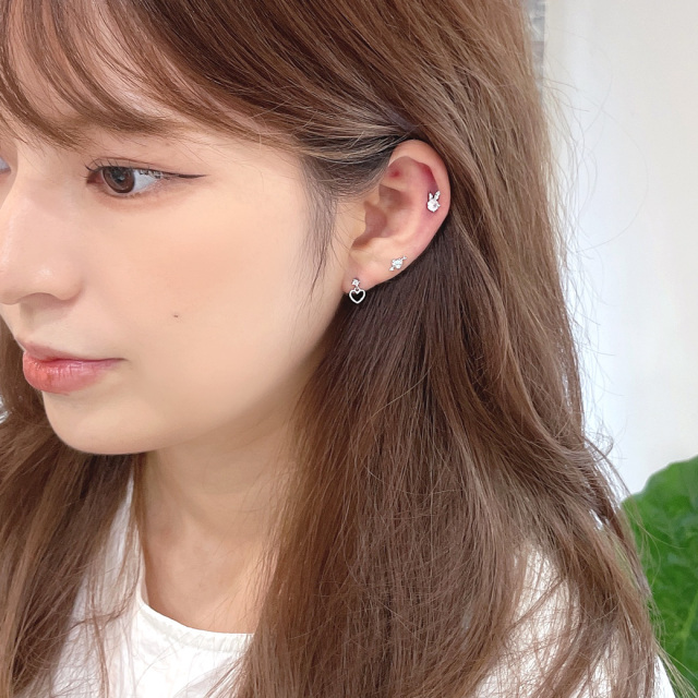 CHIEKO+ peekaboo heart hoop pierce シルバー peekaboo heart hoop