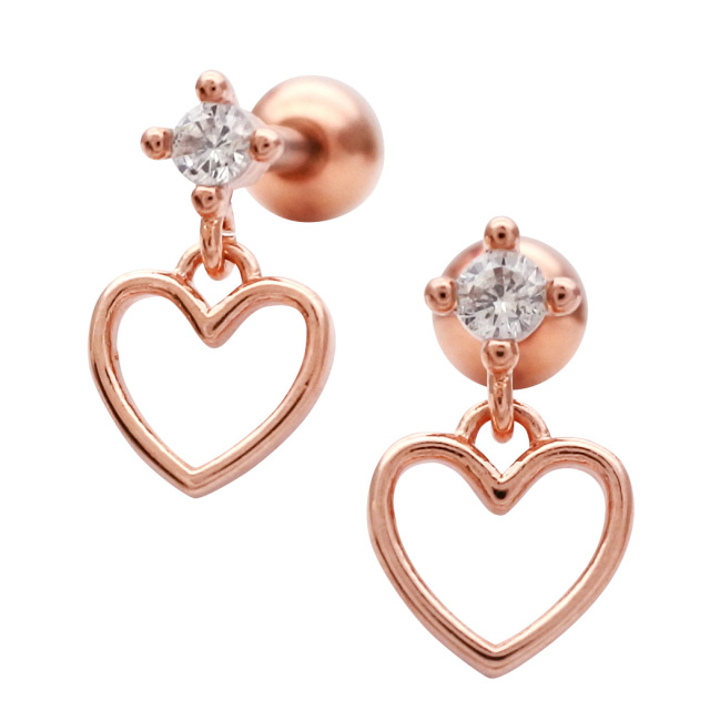 14G 16G ］動く度に揺れるメタルオープンハート heart チャーム 軟骨