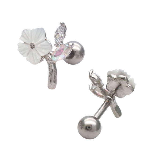 14G 16G ］繊細なデザインが大人可愛い ちびプルメリア モチーフ