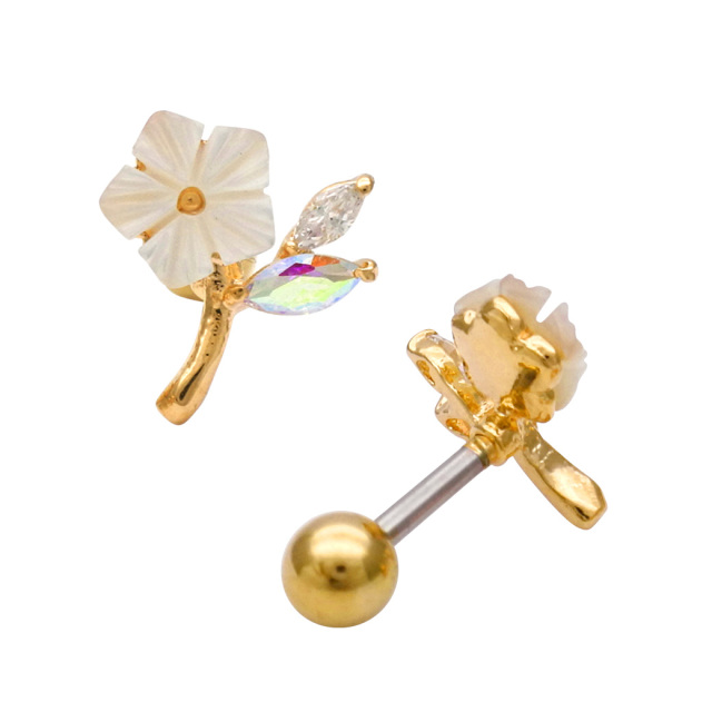 14G 16G ］繊細なデザインが大人可愛い ちびプルメリア モチーフ 花