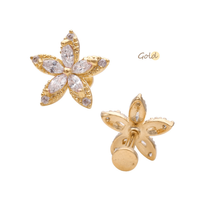 16G］存在感のある上品キュービックジルコニア フラワー flower