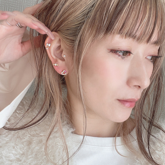 14G16G ］揺れるキュービックがポイント♪ガーリー リボン ジュエル