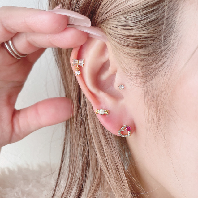 14G16G ］揺れるキュービックがポイント♪ガーリー リボン ジュエル