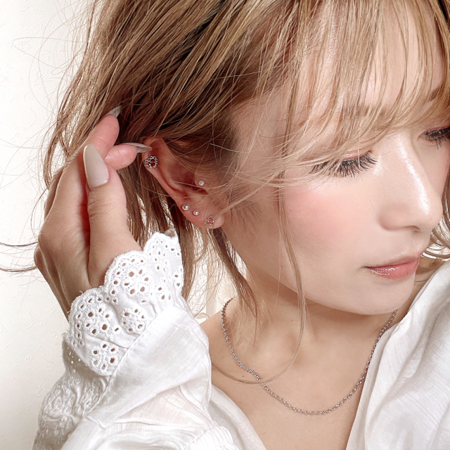 14G 16G ］程よいサイズ感 4mmパール ダブル使いで、後姿も