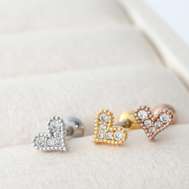 14G 16G ］大人カジュアル コーデに ♪キュービック ハート ジュエル