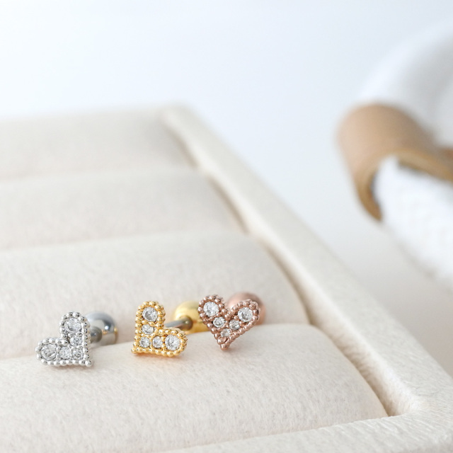 14G 16G ］大人カジュアル コーデに ♪キュービック ハート ジュエル