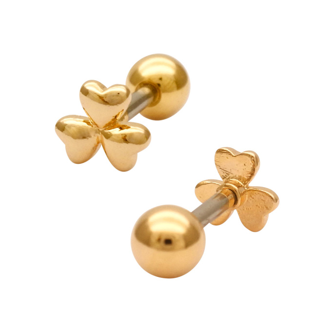 ダイヤ3粒　三つ葉のクローバー型ピアス　計0.1ct ピアス ダイヤ 三つ葉 クローバー 贅沢3粒 プラチナ仕上げ