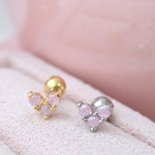 14G 16G ］淡色ピンクが耳元を彩る ちびちびハート heart ストレート