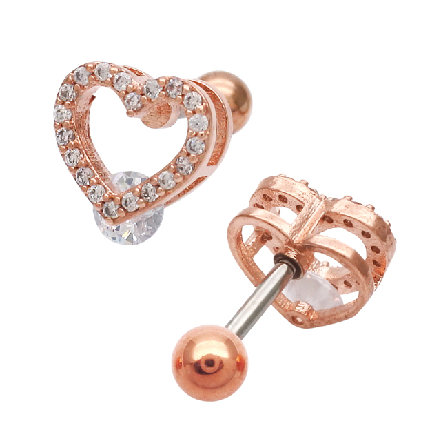 14G 16G ］選べる内径6mm8mm オープンハート heart ストレート 軟骨