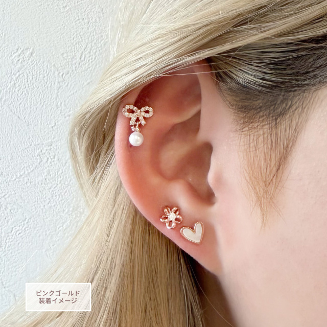 14G 16G ］花 びらのラインが優しい立体感を演出ツイン フラワー