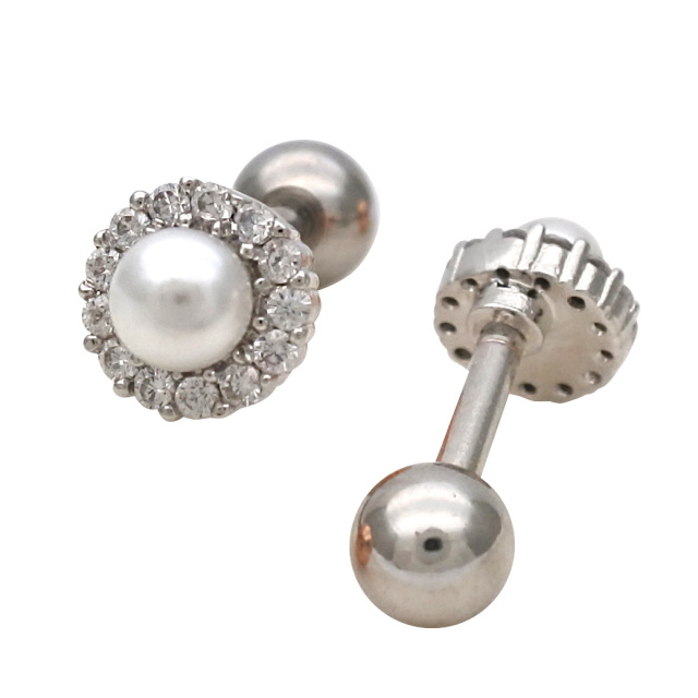 お値下げ◆シルバー　パール、キュービックジルコニア　ピアス S925 zirconia silver pearl bijou pierce ジルコニアシルバー