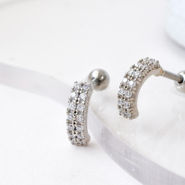 14G 16G ］リングピアスのような新デザイン 2連キュービック カーブ