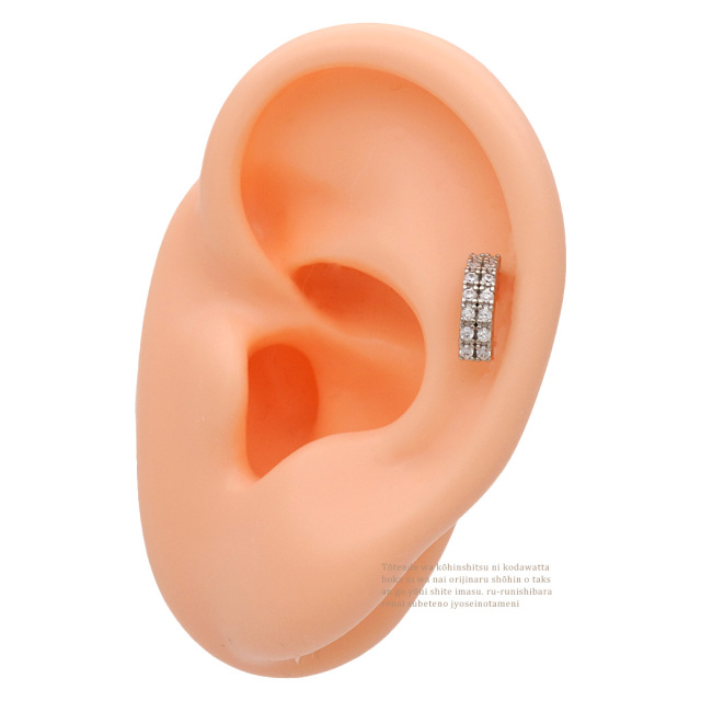 14G 16G ］リングピアスのような新デザイン 2連キュービック カーブ