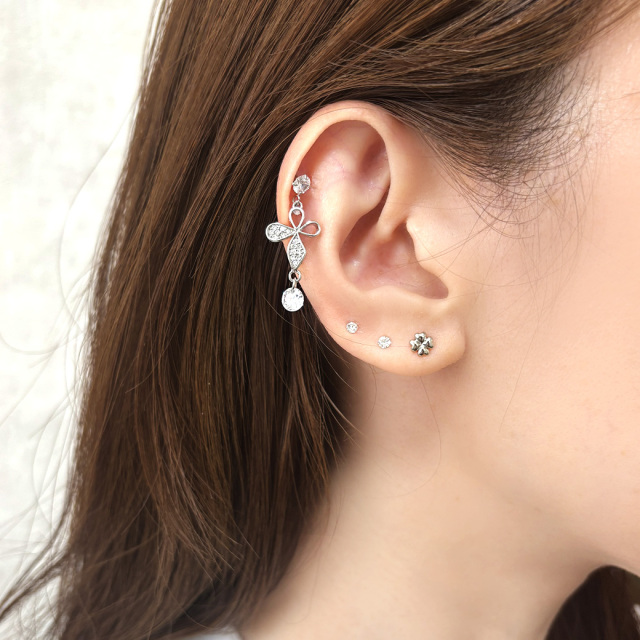 14G 16G ］ちょこんと可愛い 四つ葉 クローバー モチーフ ストレート