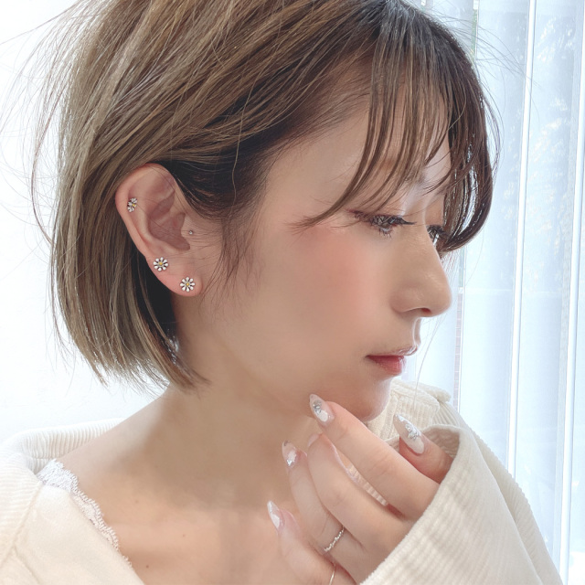 COLOR CALYX PIERCED EARRINGS(オレンジムーンストーン)(2JP1072