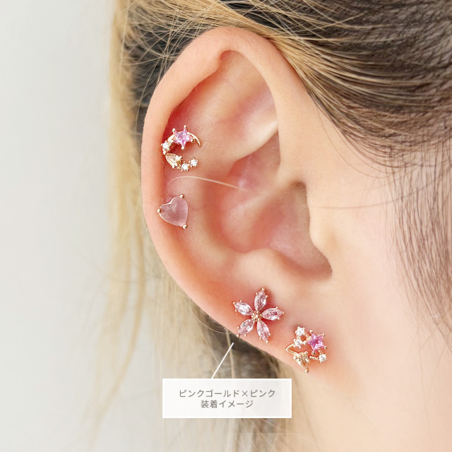 14G 16G ］繊細で上品にきらめくキュービック フラワー モチーフ