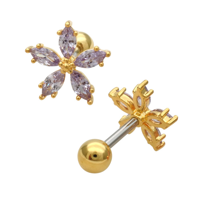 14G 16G ］繊細で上品にきらめくキュービック フラワー モチーフ