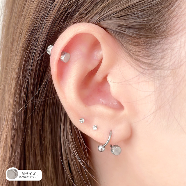 【ta.】agete シンプルピアス 14G 16G 18G ］簡単カスタマイズ♪滑らない！フラット キャッチ 軟骨