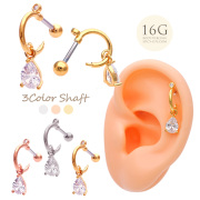 【11月再入荷】14Gサイズ新登場！［14G 16G］おしゃれの鮮度を上げてくれる。揺れる雫型キュービックジルコニアデザイン 軟骨ピアス ヘリックス ボディピアス 0039