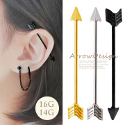 ［14G 16G ］2つのピアスホールを1つのピアスで繋げる インダストリアル ピアス 矢 ロングバーベル 軟骨ピアス ヘリックス ボディピアス 0187 SS