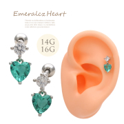 ◇Best44◇ ［14G 16G ］透明感のあるキレイ色ハートが揺れる♪キュービックジルコニア チャーム 軟骨ピアス ヘリックス ボディピアス 0518