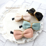 甘さを抑えたラメリボンがポイント♪大人女性にぴったりな、リボンバナナクリップ簡単アップスタイル7044