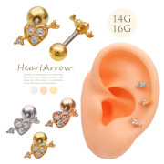 ［14G 16G ］ハートに矢が刺さったキュートなデザイン♪ キューピットの矢 エンジェルちび ハート heart 軟骨ピアス ヘリックス ボディピアス 0611