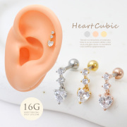【5月再入荷】◇Best46◇ ［16G ］揺れる度に煌くハート ジュエル ストレート 軟骨ピアス ヘリックス ボディピアス 0832
