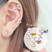 ［14G 16G ］これ1つでオシャレに決まる♪ 小粒 3連 デザイン ストレート 軟骨ピアス ヘリックス ボディピアス 0985