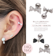 【4月再入荷】［14G 16G ］程よいサイズ感が甘すぎない大人 リボン ストレート 軟骨ピアス ヘリックス ボディピアス 1187