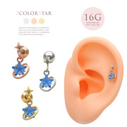 【4月再入荷】［16G ］耳元にきらめく夜空の輝き CZ ブルー スター ＆土星 モチーフ 軟骨ピアス ヘリックス ボディピアス 0583