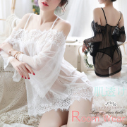 繊細なデザインでより美しく魅せてくれる シアーチュール Tバック キャミソールワンピース 2点SET★ R026