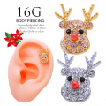［16G］とびきりキュート♪ぷっくり可愛い煌きフェイストナカイ クリスマス★ストレート軟骨ピアスボディピアス0078