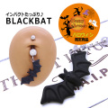 ◆～ハロウィン限定商品～◆［18G14G］ハロウィンのイベントに連れてって☆シルエットがかわいいBLACKBATインパクト耳たぶへそピアスボディピアス0350