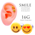 【8月再入荷】［16G］つるんと質感がカワイイ♪にっこりスマイルモチーフ軟骨ピアスボディピアス0568