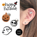 【10月再入荷】◆～ハロウィン限定商品～◆［14G 16G ］ハロウィン のイベントに♪ 仮装衣装に合わせて選べる おばけ ゴースト スカル パンプキン モチーフ パーティー ストレート 軟骨ピアス ヘリックス ボディピアス 0063